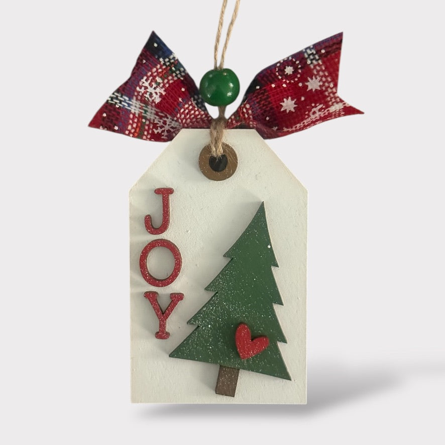DIY Ornament Kit - Joy Christmas Tree handmade laser wood decor 96 and Birch