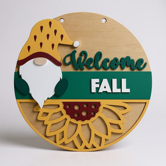 Welcome Fall Gnome Sunflower