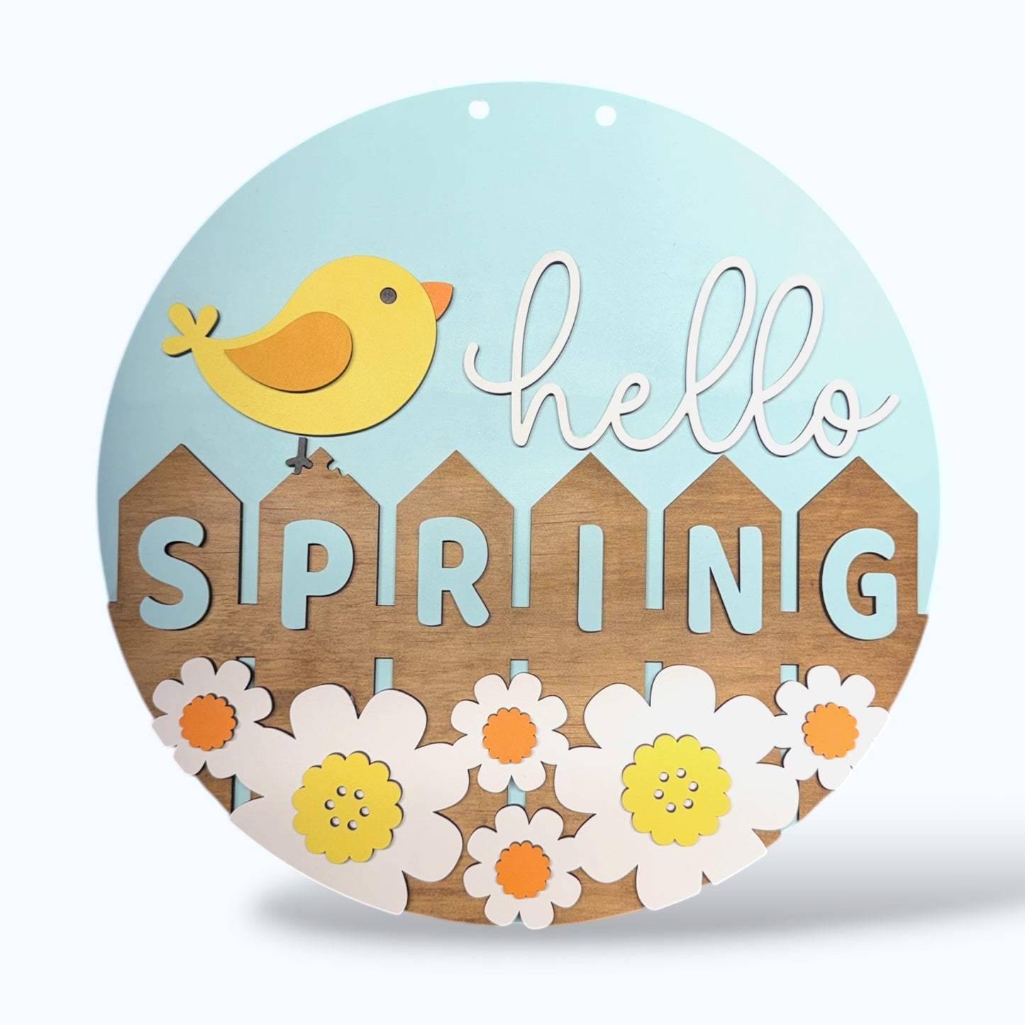 Hello Spring Bird handmade laser wood decor 96 and Birch