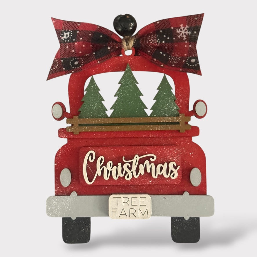 DIY Ornament Kit - Tree Farm Truck handmade laser wood decor 96 and Birch
