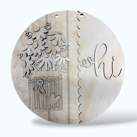 Daisies in a Jar handmade laser wood decor 96 and Birch