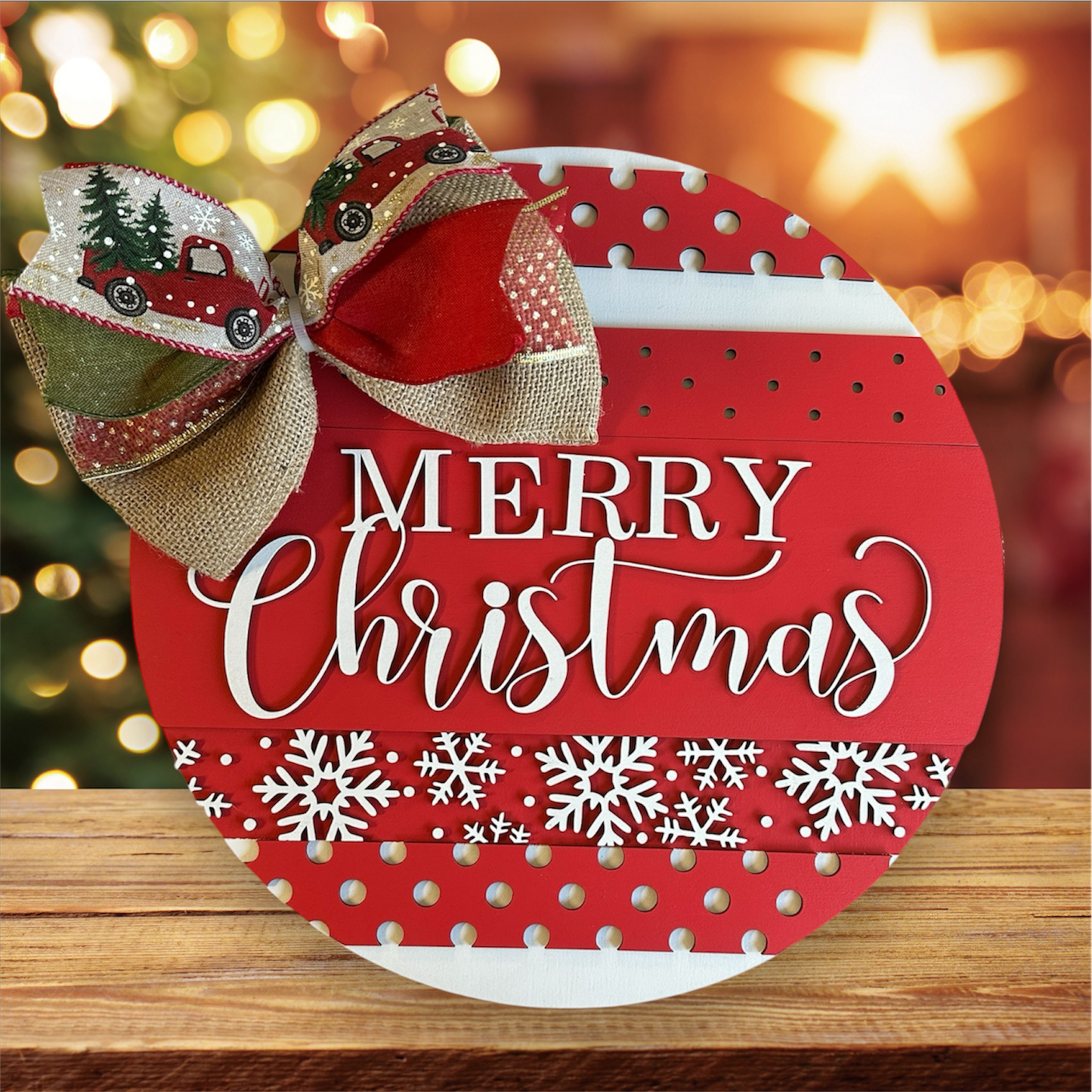 Merry Christmas Snowflake with Bow