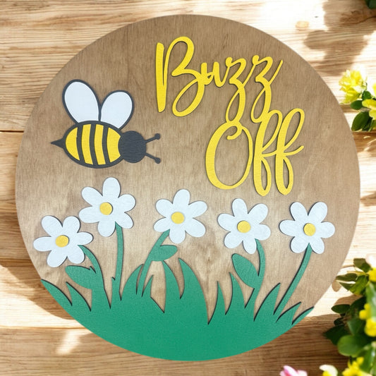 Buzz Off Bee-Themed Door Sign