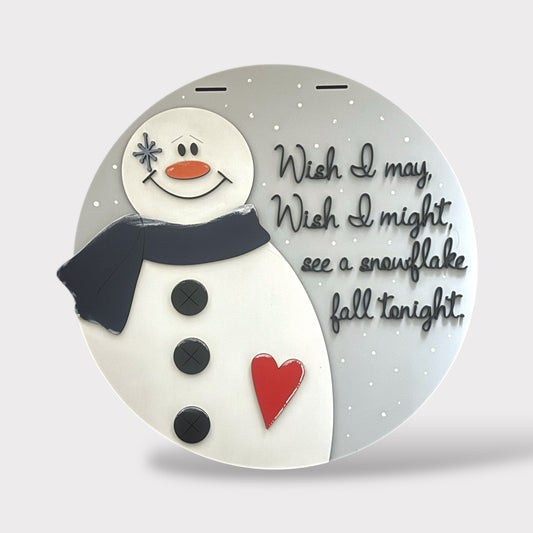 Snowman Wish handmade laser wood decor 96 and Birch