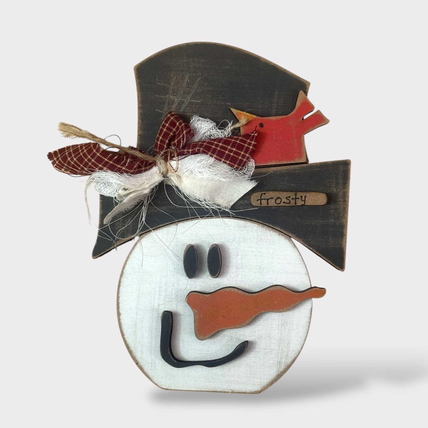Wonky Snowman Shelf Sitter handmade laser wood decor 96 and Birch