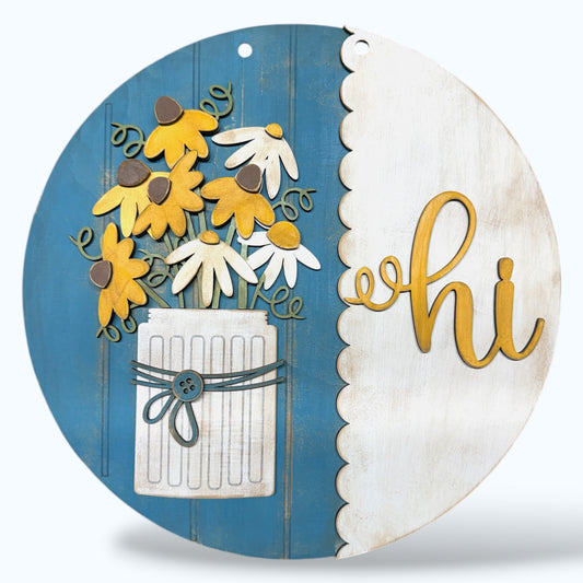 Daisies in a Jar handmade laser wood decor 96 and Birch