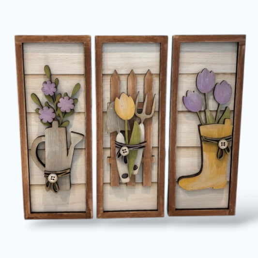 Shiplap Trio - Gardening handmade laser wood decor 96 and Birch